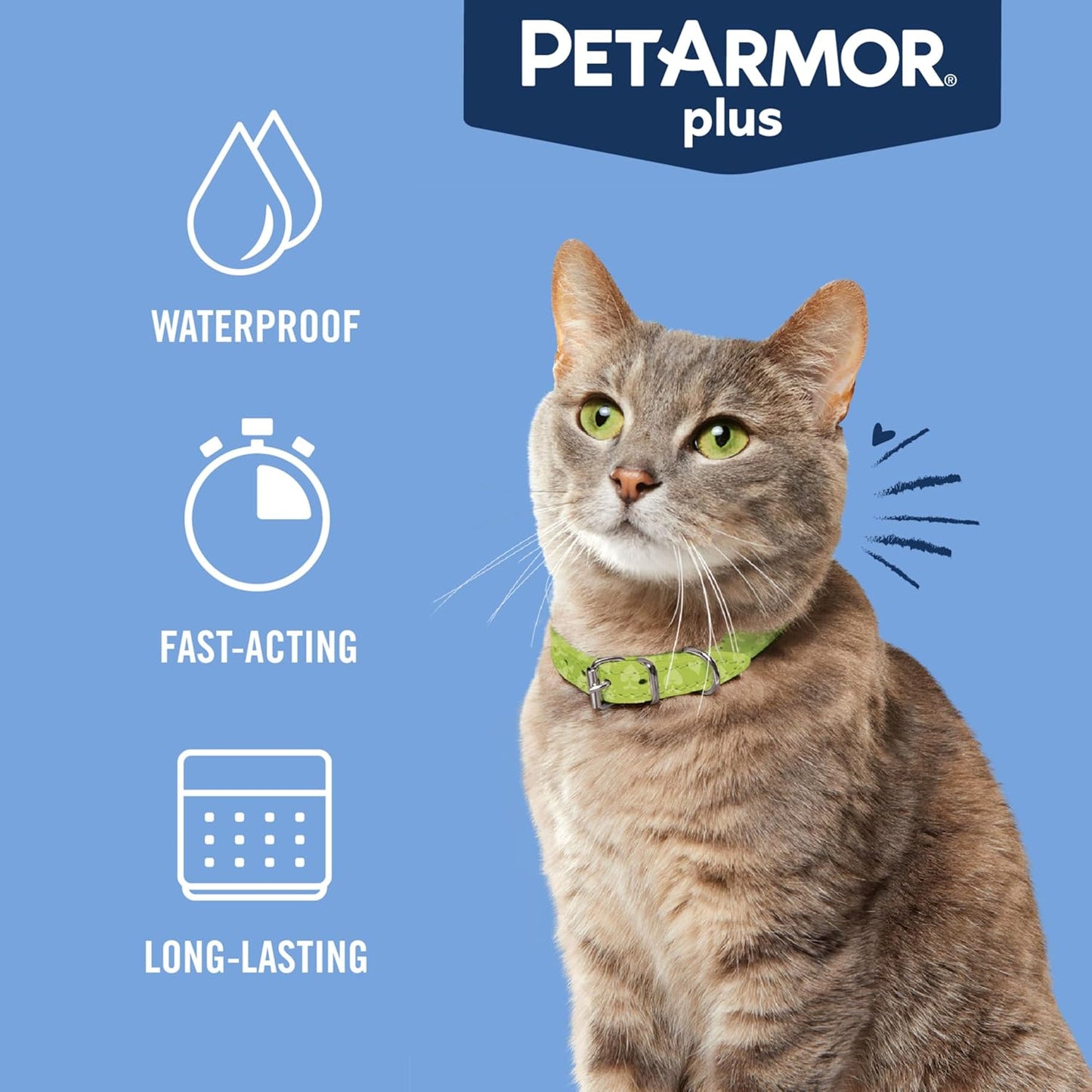 HOTPetArmor Plus Flea and Tick Prevention for Cats over 1.5 lbs, Cat Flea and Tick Treatment, 6 Doses, Waterproof Topical, Fast Acting