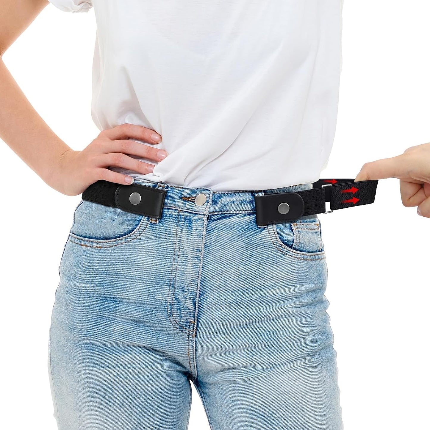 HOTBELTROAD No Buckle Elastic Belt for Men, Invisible Buckleless Stretch Belt for Men Women