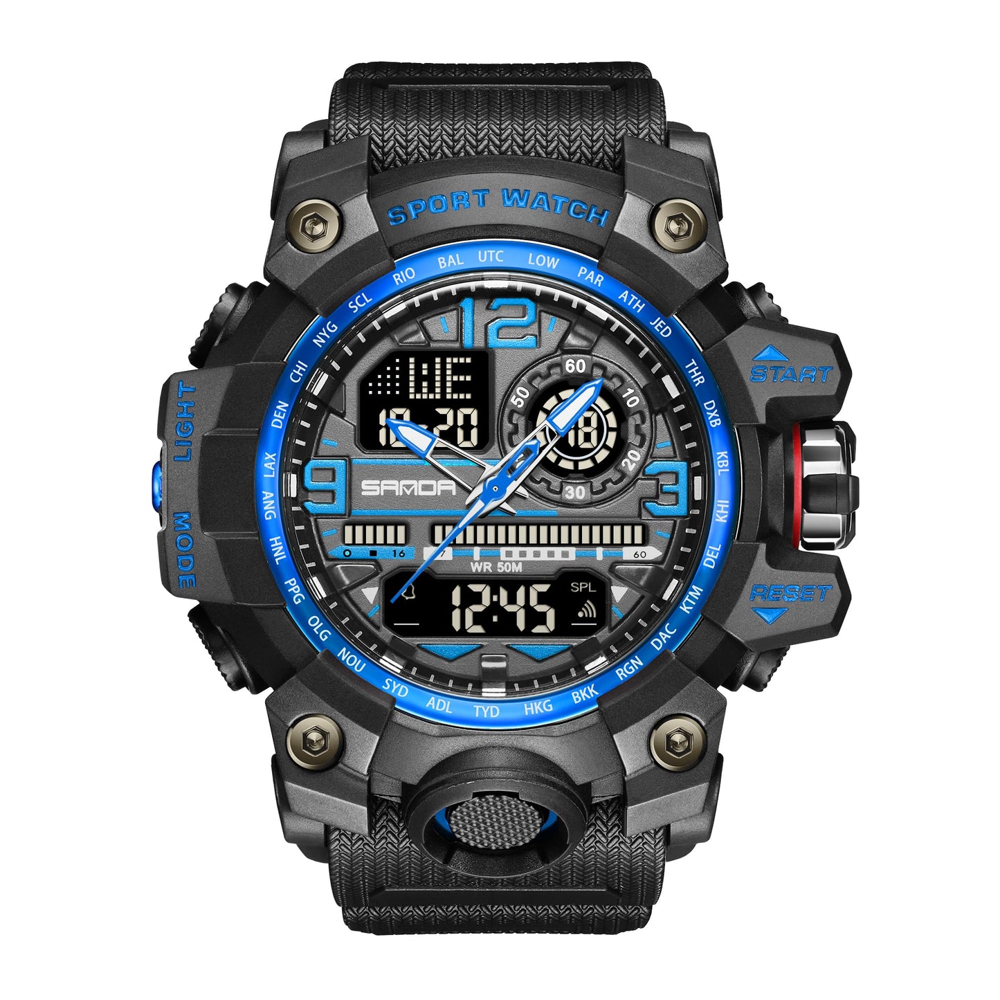 HOTKXAITO Men's Watches Sports Outdoor Waterproof Military Watch Date Multi Function Tactics LED Face Alarm Stopwatch for Men 3133