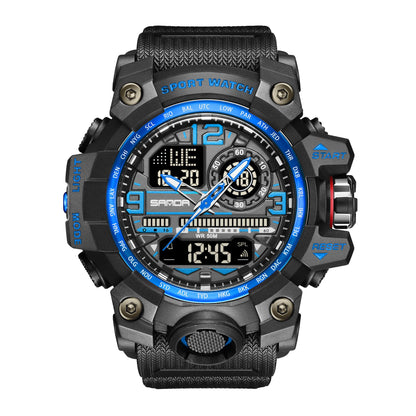 HOTKXAITO Men's Watches Sports Outdoor Waterproof Military Watch Date Multi Function Tactics LED Face Alarm Stopwatch for Men 3133