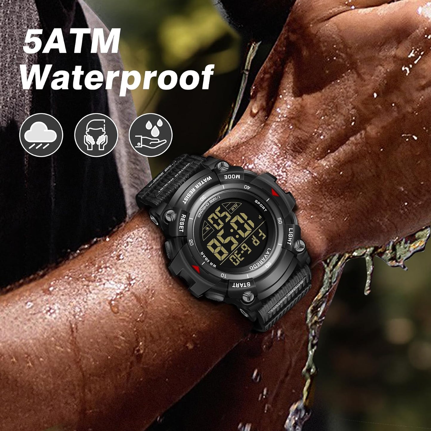 HOTMen's Digital Watch Sports Outdoor Waterproof Watches for Men with LED Backlight Alarm Stopwatch Mens Watches Digital Chronograph Military Date