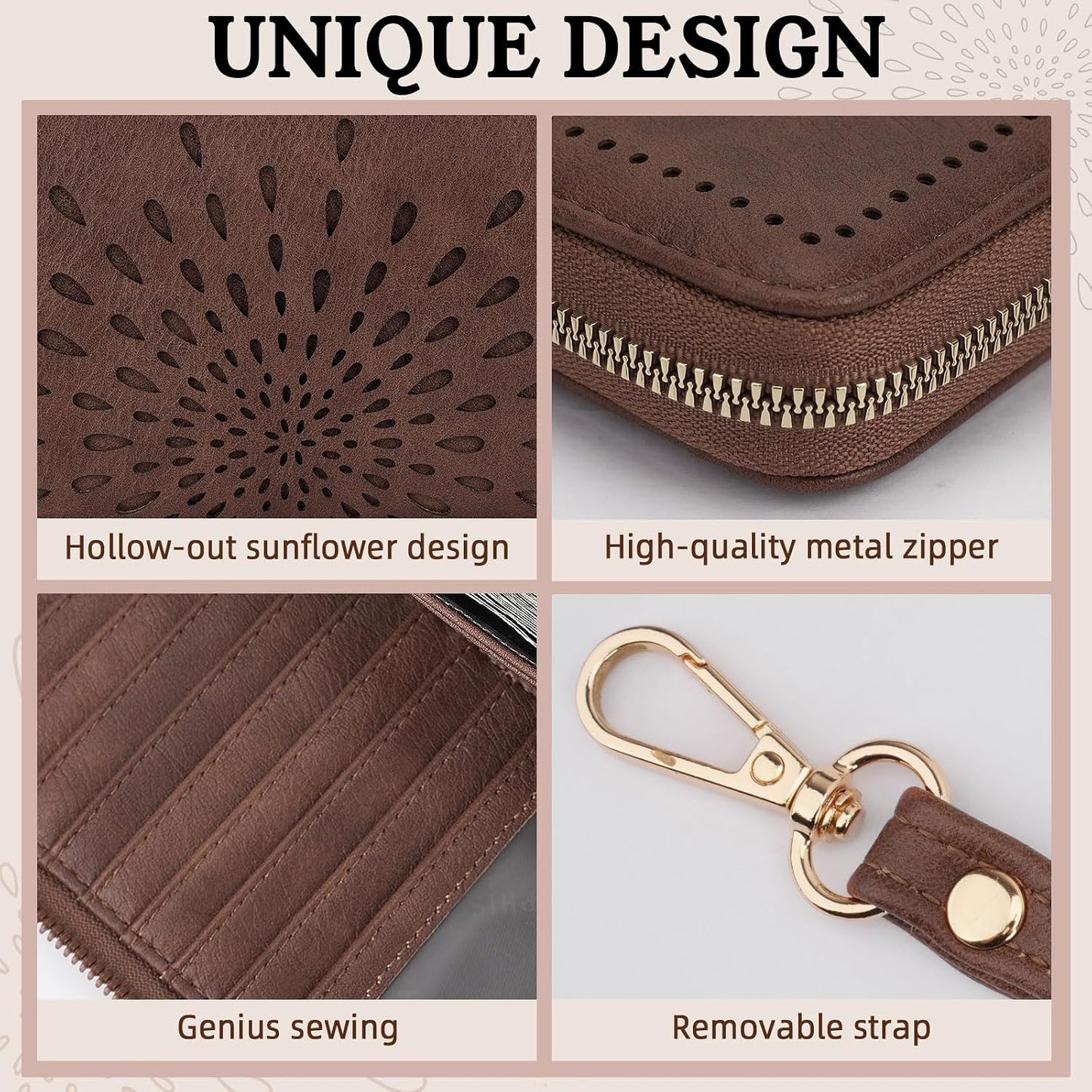 HOTAPHISON Wallet Women Large Capacity Clutch Purse For Ladies Card Holder RFID Wristlet Phone Zipper Coin Travel Pocket
