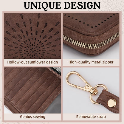 HOTAPHISON Wallet Women Large Capacity Clutch Purse For Ladies Card Holder RFID Wristlet Phone Zipper Coin Travel Pocket