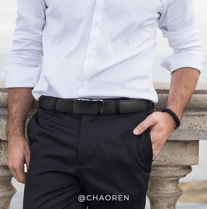 HOTCHAOREN Mens Belt - Mens Ratchet Belt Leather 1 3/8" for Dress Pant - Micro Adjustable Belt Fit Everywhere