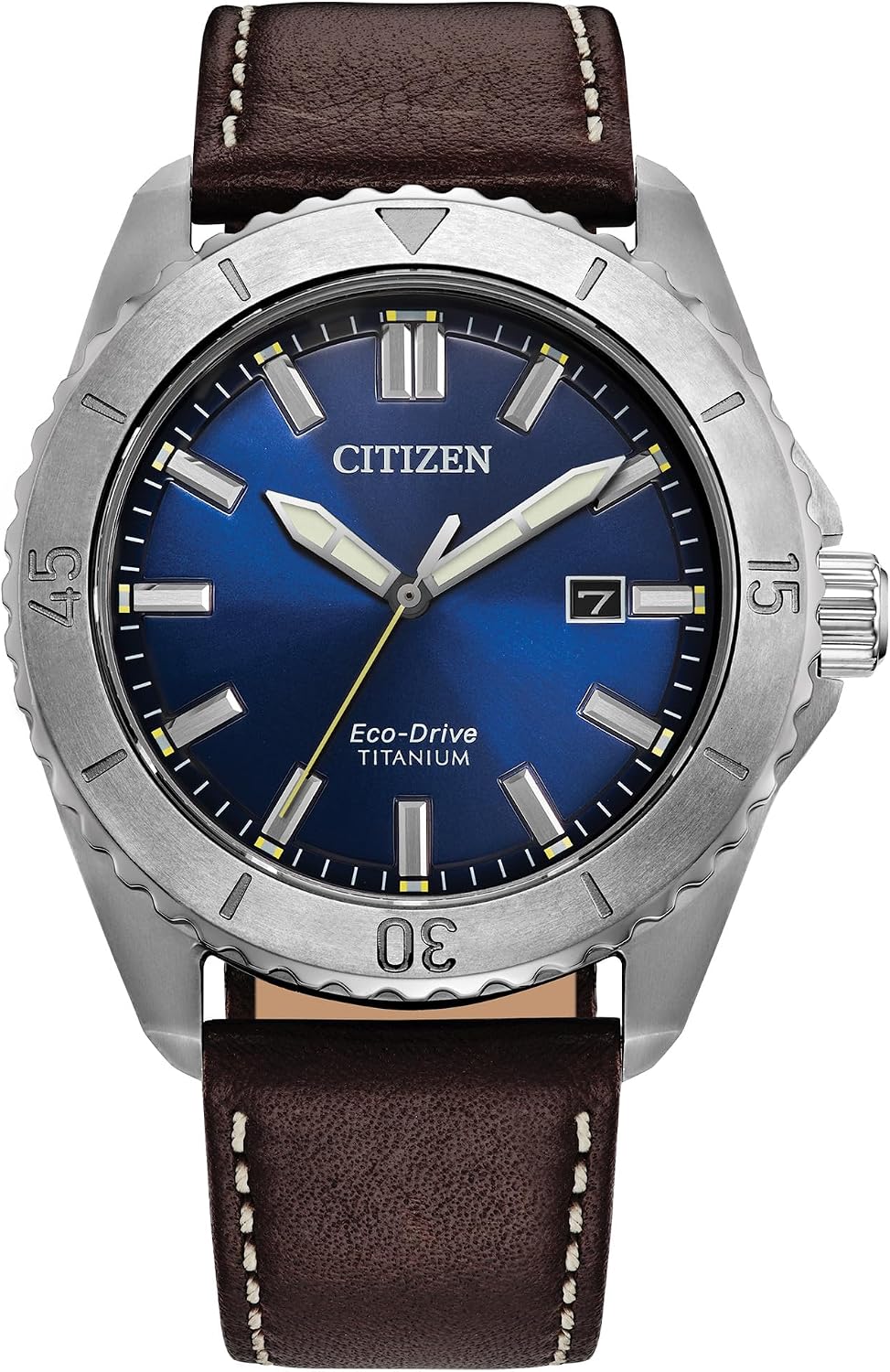 HOTCitizen Men's Eco-Drive Brycen Sport Casual Watch, Silver-Tone Super Titanium Case, 3 Hand, Date