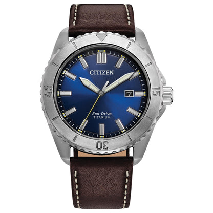 HOTCitizen Men's Eco-Drive Brycen Sport Casual Watch, Silver-Tone Super Titanium Case, 3 Hand, Date