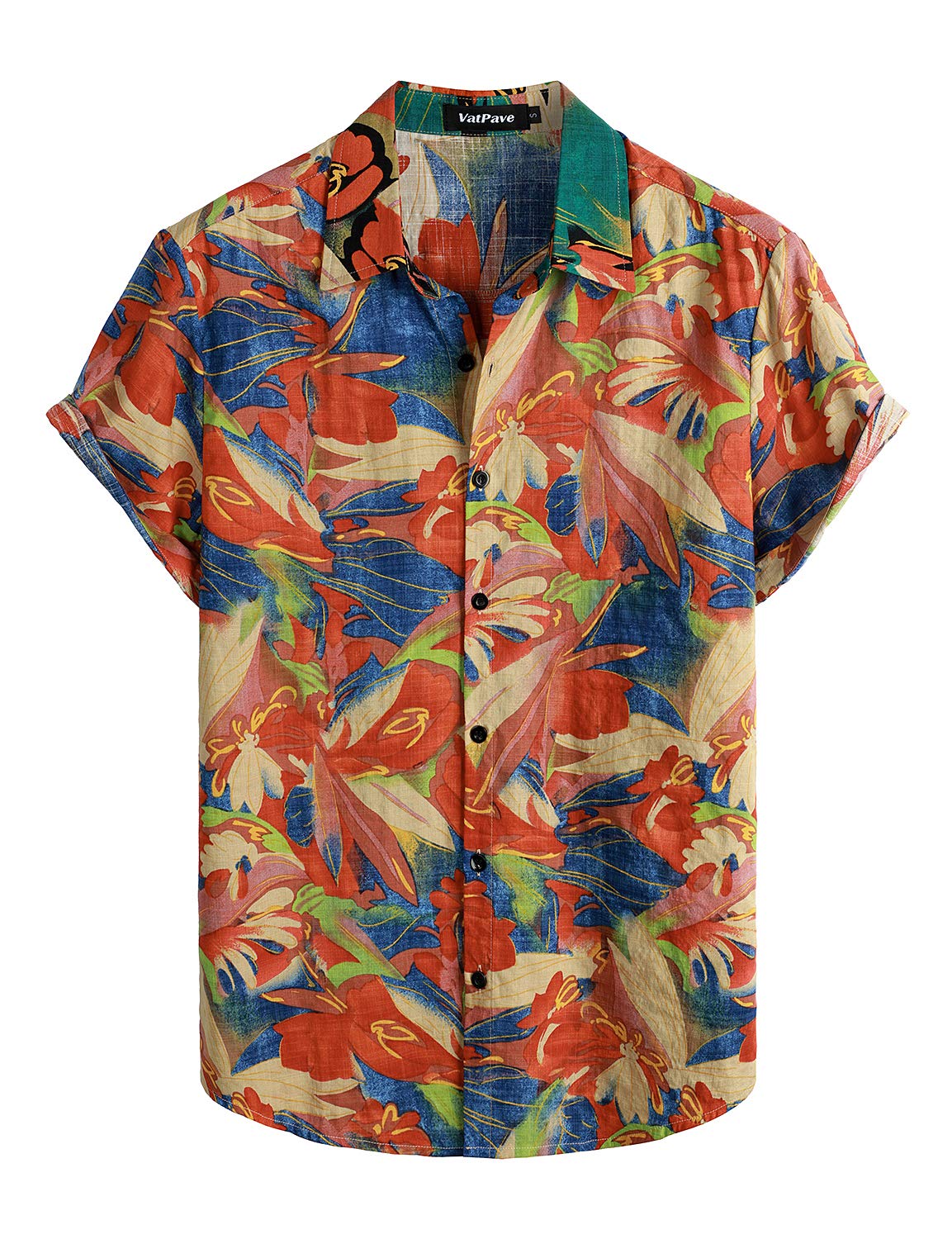 HOTVATPAVE Mens Casual Short Sleeve Button Down Shirts Regular Fit Hawaiian Summer Shirt