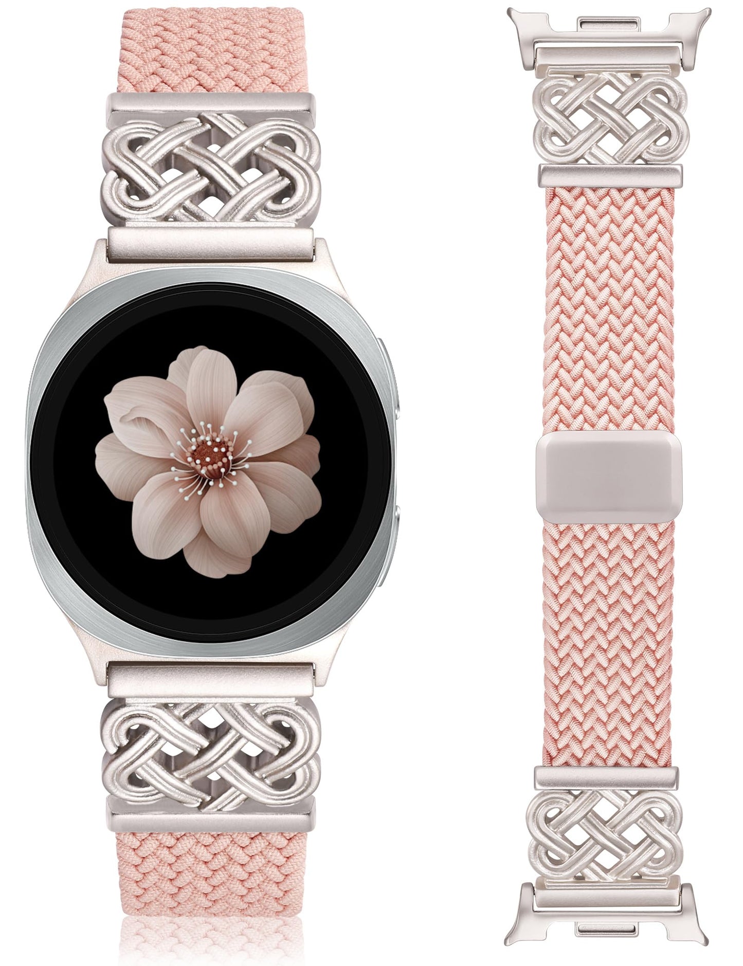 HOTBraided Magnetic Band Compatible with Samsung Galaxy Watch 8 40mm 44mm/8 Classic 46mm Women Men, Celtic Metal Stretchy Elastic Dressy Nylon Bracelet Strap, No for Galaxy Ultra/7/6/5/4/3/2/1