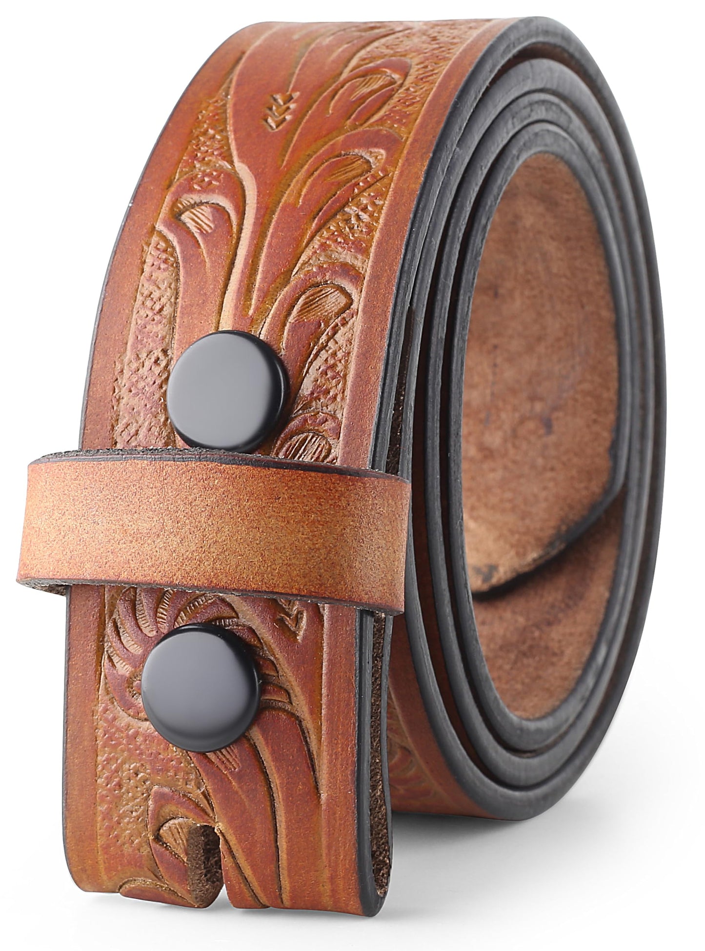 HOTF&L CLASSIC Western Belt without buckle for men – Full Grain Leather Cowboy Belts for jeans - One Piece Leather strap belt