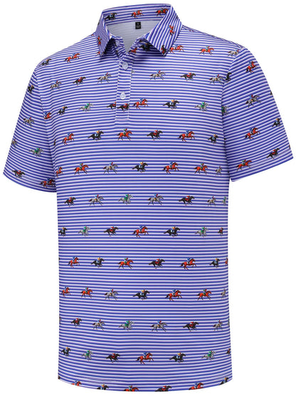 HOTtracamiy Men's Golf Polo Shirts Short Sleeve Performance Moisture Wicking Quick Dry Golf Polo Shirts for Men