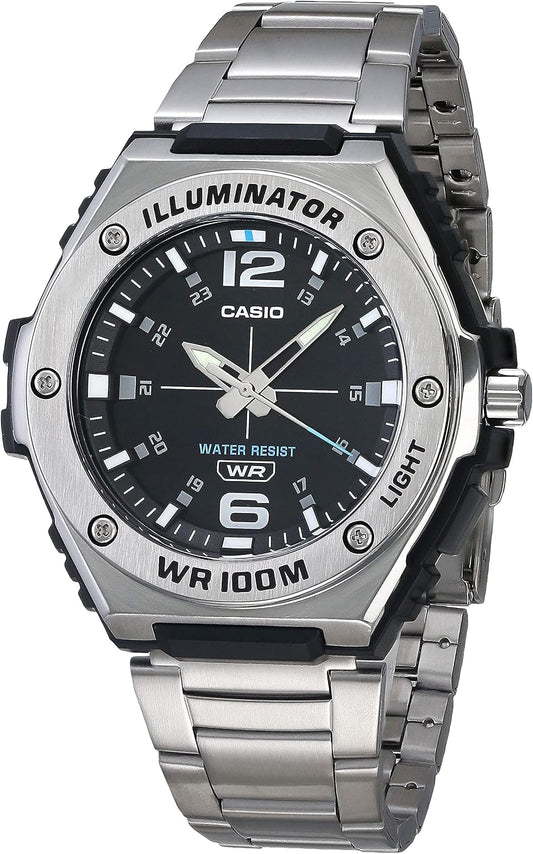 HOTCasio MWA100H Series | Men’s Analog Watch |100M WR | Stainless Steel Bezel | LED Illuminator Backlight with Afterglow | Resin Band | 3 Hands (HR, MIN, SEC) | 3 Year Battery