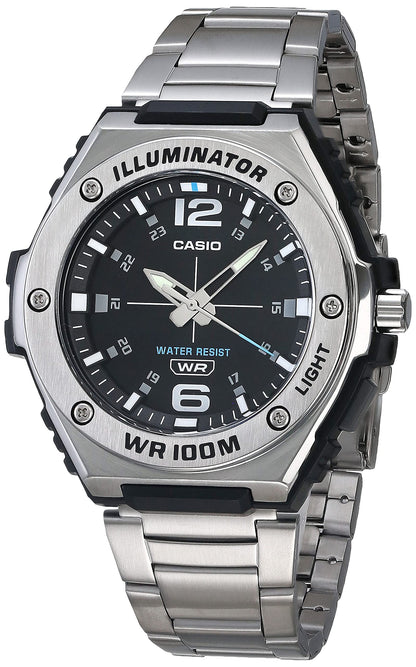 HOTCasio MWA100H Series | Men’s Analog Watch |100M WR | Stainless Steel Bezel | LED Illuminator Backlight with Afterglow | Resin Band | 3 Hands (HR, MIN, SEC) | 3 Year Battery
