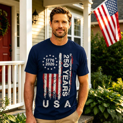 HOT250 Anniversary USA Shirts: 1776-2026 250th Birthday Patriotic American Flag T-Shirt 4th of July Shirt
