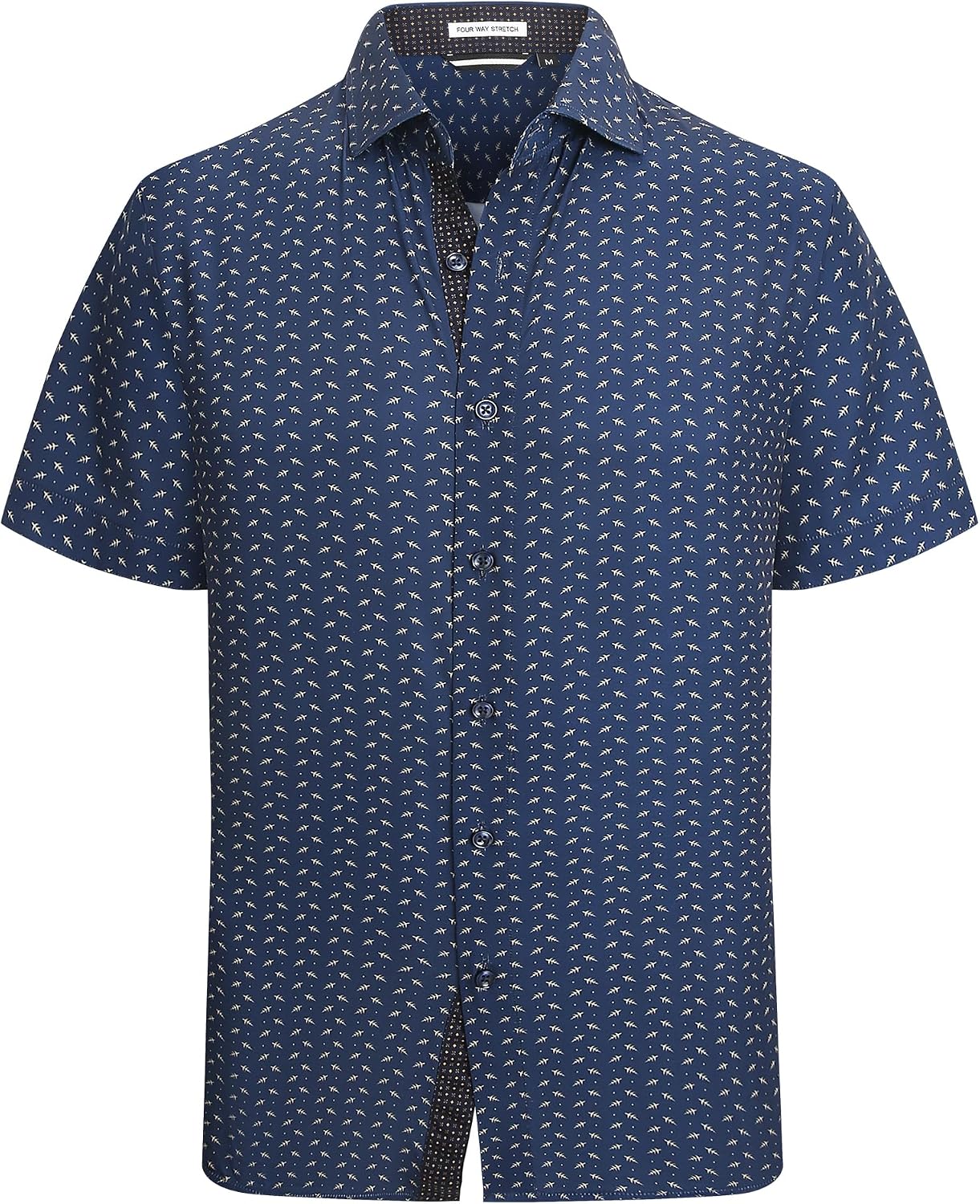 HOTAlex Vando Mens Printed Dress Shirts Easy Care Button Down Shirt | Four-way flexible weave, Inner collar & cuff contrast, Anti-wrinkle texture, Lightweight, Great present for male relatives