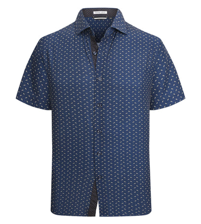 HOTAlex Vando Mens Printed Dress Shirts Easy Care Button Down Shirt | Four-way flexible weave, Inner collar & cuff contrast, Anti-wrinkle texture, Lightweight, Great present for male relatives