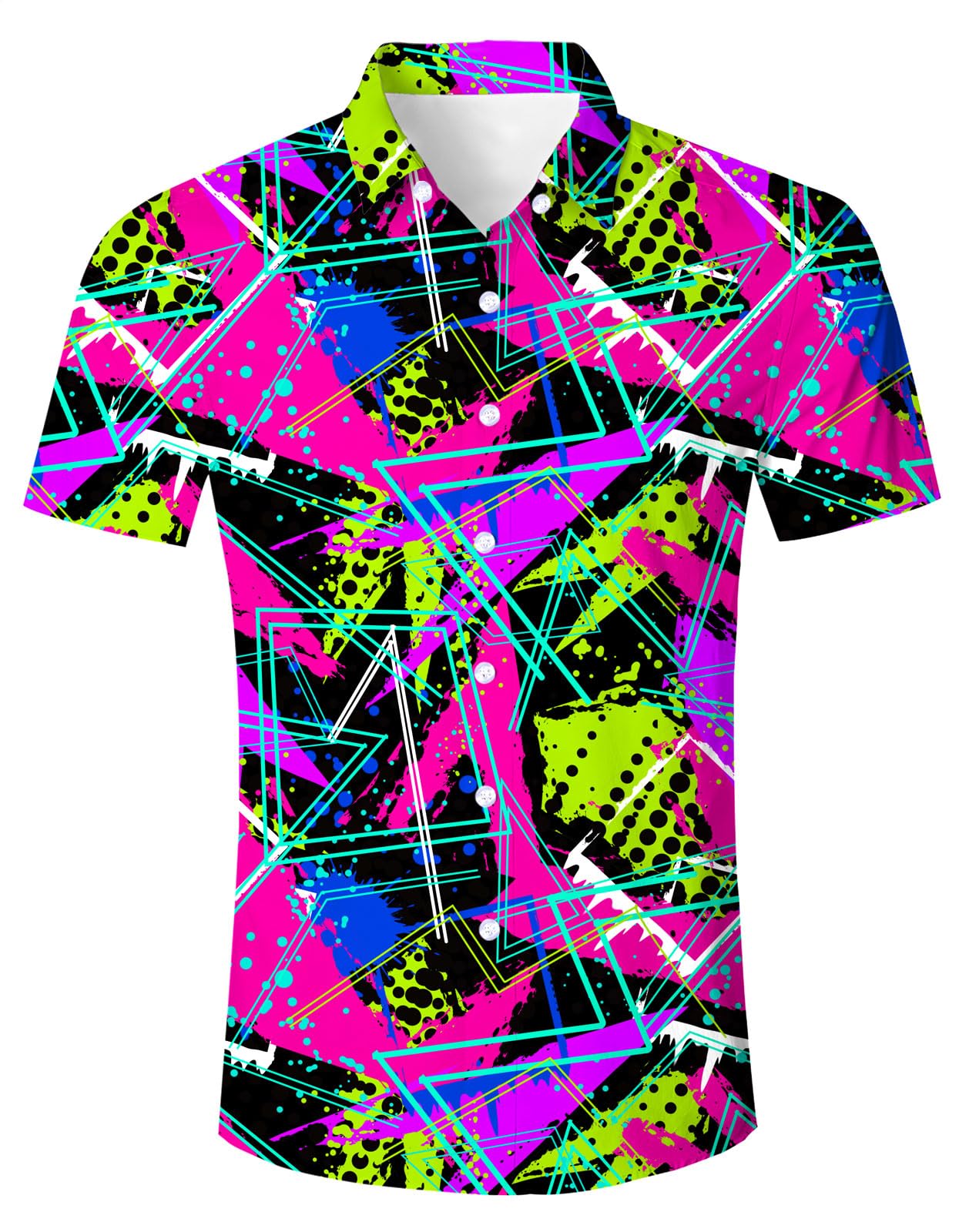 HOTFanient Mens Hawaiian Shirt Summer 3D Print Casual Short Sleeve Button Down Graphic Aloha Dress Shirts