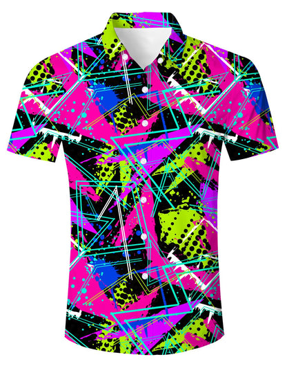 HOTFanient Mens Hawaiian Shirt Summer 3D Print Casual Short Sleeve Button Down Graphic Aloha Dress Shirts