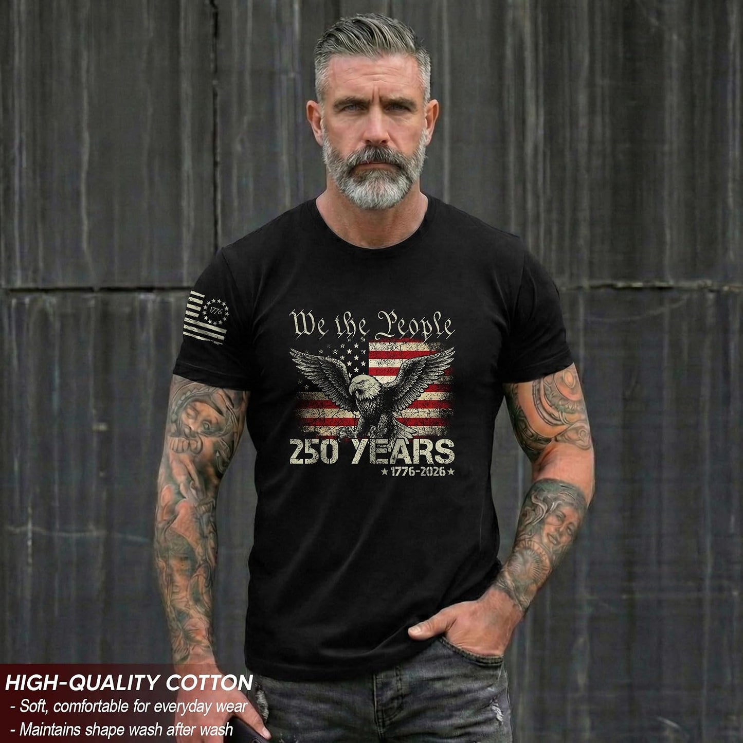 HOT250th Anniversary USA T-Shirt, Patriotic Shirts for Men | This patriotic 1776-2026 shirt honors the historic anniversary milestone, delivering a classic graphic tee for men