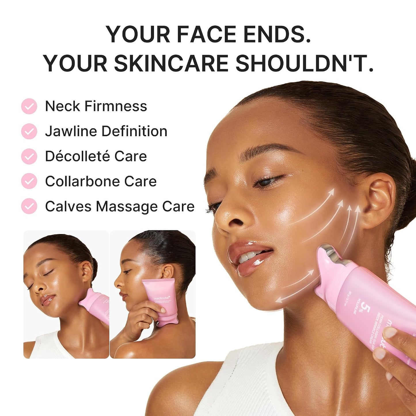 HOTmedicube PDRN Collagen Gua Sha Neck Wrinkle Cream - Firming, Contour Care | Built-In Gua Sha Massager with Volufiline 5% - For the Look of Fine Lines, Jawline, Neck, Décolleté, Korean Skincare, 3.17 oz