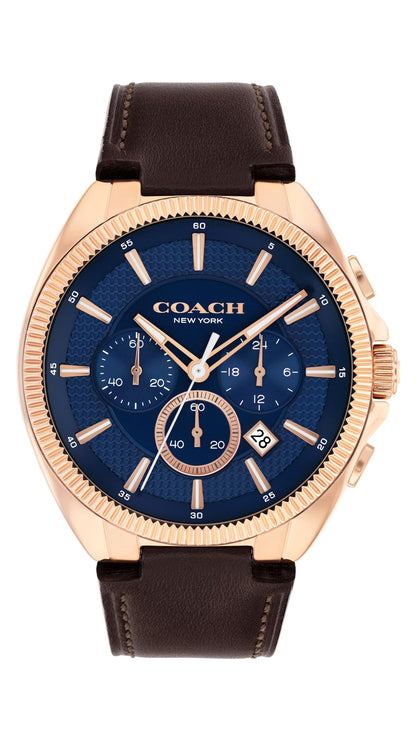 HOTCOACH Men's Jackson Chronograph Watch, 45mm Case Size, Genuine Leather Strap, Premium Fashion, Everyday Wear - Gift for Him