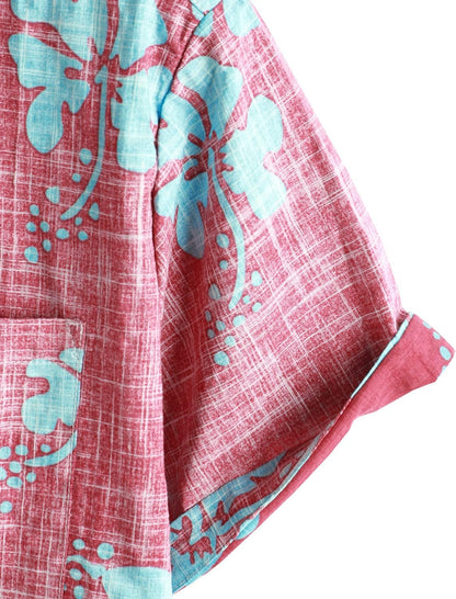 HOTVATPAVE Mens Hawaiian Shirts Casual Summer Short Sleeve Button Down Shirts | Beach, Floral, Front Pocket, Cotton, Tropical, Vacation, Vintage, Printed, Cruise, Collared, Aloha, Party, Reverse Fabric