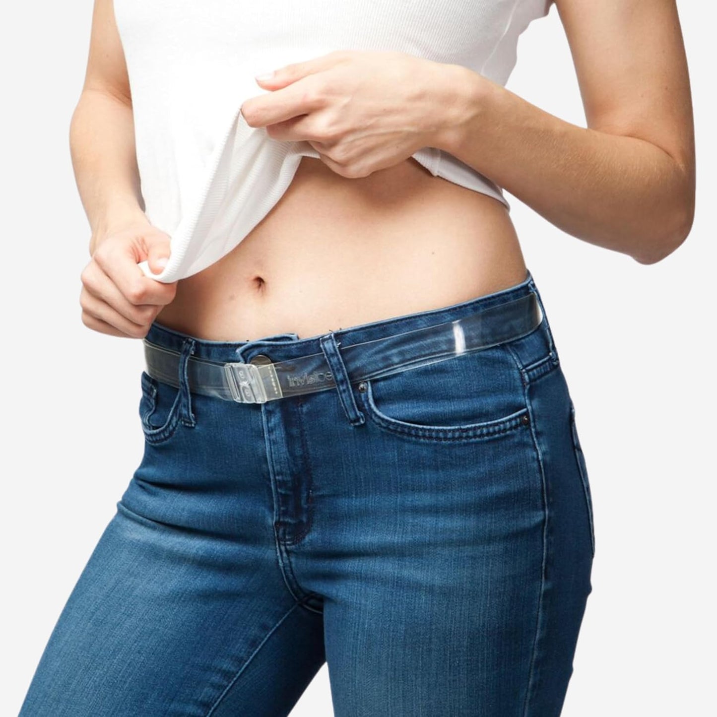 HOTInvisibelt Skinny Belt | Invisible Belt for Women | 1 Inch Wide Adjustable Lightweight PVC Strap | No Buckle Flat Waist