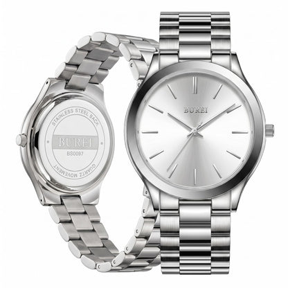HOTBUREI Men Watches Gifts for Men Fashion Stainless Steel Analog Quartz Waterproof Watches for Mens