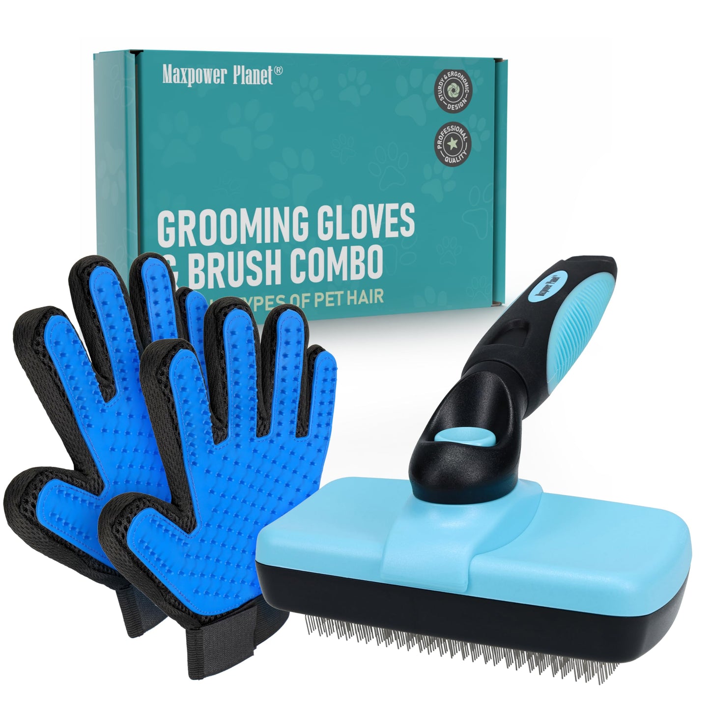 HOTMaxpower Planet Original Pet Grooming Rake - Double-Sided Deshedding Dematting Tool, Undercoat Rake for Dogs & Cats, Extra-Wide Dog Grooming Brush & Deshedder Comb for Long Hair, Reduces Shedding 95%