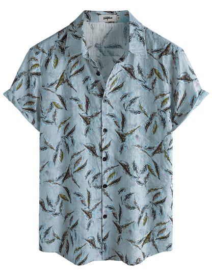 HOTVATPAVE Mens Casual Short Sleeve Button Down Shirts Regular Fit Hawaiian Summer Shirt