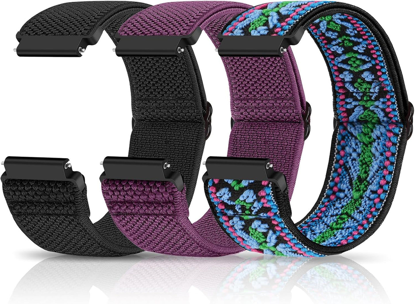 HOTCompatible with 16mm 18mm 19mm 20mm 22mm 24mm Watch Bands Quick Release Replacement Wristband,Adjustable Stretchy Nylon Solo Loop Straps Fabric Braided Sport Elastic Bands for Men Women