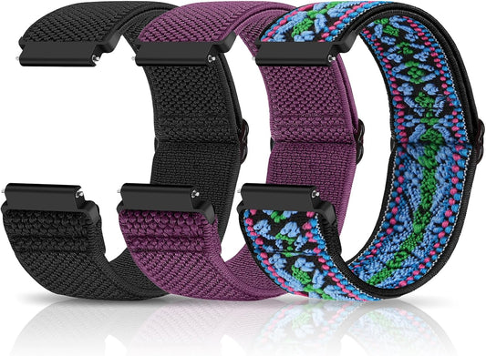 HOTCompatible with 16mm 18mm 19mm 20mm 22mm 24mm Watch Bands Quick Release Replacement Wristband,Adjustable Stretchy Nylon Solo Loop Straps Fabric Braided Sport Elastic Bands for Men Women