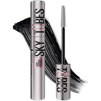 HOTMaybelline Lash Sensational Sky Tubes Tubing Mascara, Extension-Like Lengthening Mascara, 24HR Eye Makeup with Shea Butter & Castor Oil, Very Black, 1 Count