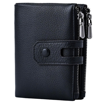 HOTBveyzi Small Soft Leather Wallet for Women RFID Blocking Ladies Card Holder with Double Zipper Pocket