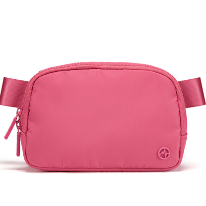 HOTPander Two Way Zipper Fanny Pack Nylon Everywhere Belt Bag for Women, Water Repellent Waist Packs, Crossbody Bags with Adjustable Strap (Red Merlot).
