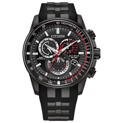 HOTCitizen Men's Eco-Drive Sport Luxury PCAT Watch, Stainless Steel & Polyurethane Strap, Chronograph, Atomic Timekeeping