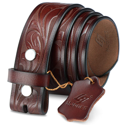 HOTHJones Western Belts for Men without Buckle,Cowboy Belt Buckles for Men,1.5" Wide Genuine Leather Belt No Buckle