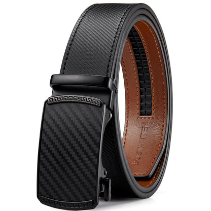 HOTBOSTANTEN Mens Belt Leather Ratchet Belt For Men Dress and Casual with Adjustable Buckle, Trim to Fit