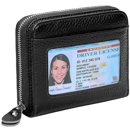 HOTGenuine Leather Wallet for Women & Men, RFID Blocking Bifold with ID Window and Multiple Card Pockets (Aa-Light pink)