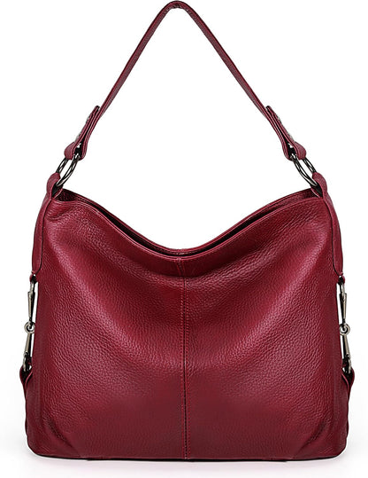 HOTYALUXE Bundle Women's Real Leather Handbags Purses and RFID Protected Card Wallets Red 1