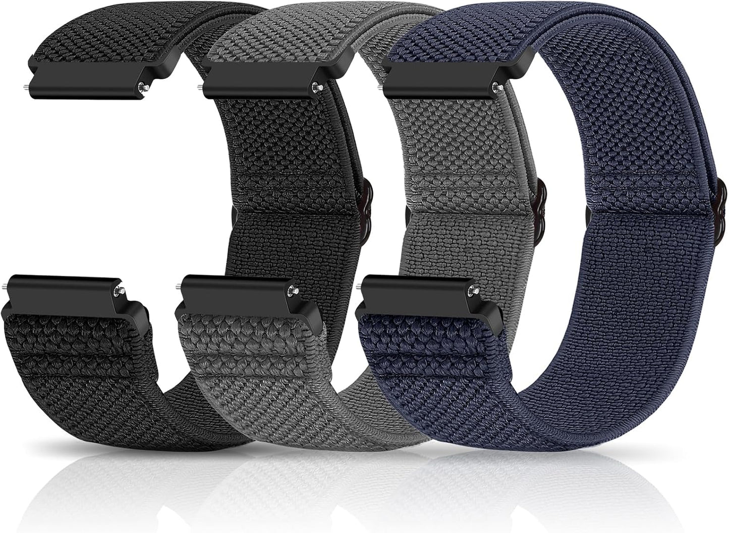 HOTCompatible with 16mm 18mm 19mm 20mm 22mm 24mm Watch Bands Quick Release Replacement Wristband,Adjustable Stretchy Nylon Solo Loop Straps Fabric Braided Sport Elastic Bands for Men Women