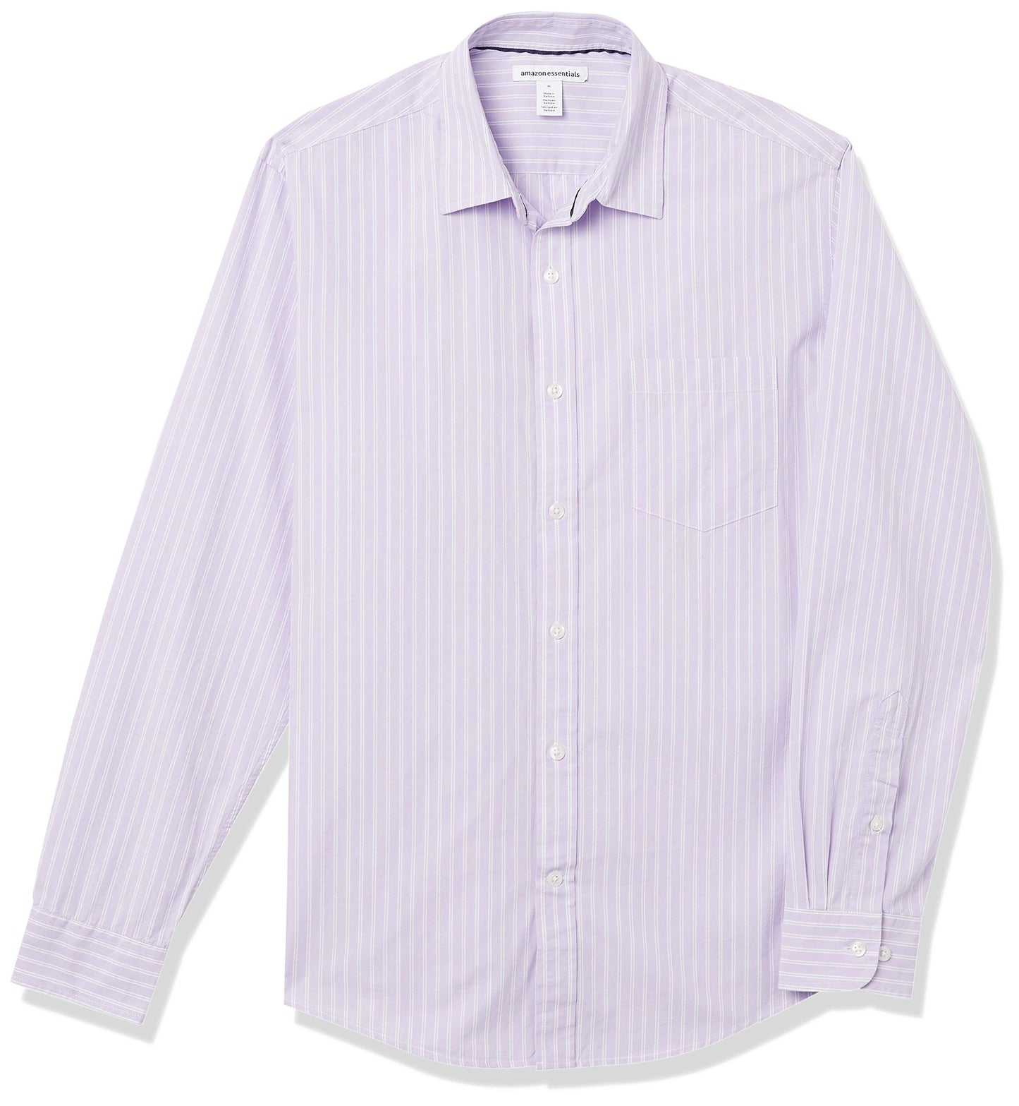 HOTAmazon Essentials Men's Regular-Fit Long-Sleeve Casual Poplin Shirt, Button Front, Business Casual, Collared