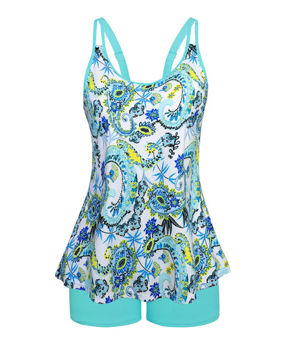 HOTArolina Tankini Swimsuits for Women Tummy Control Two Piece Bathing Suits Flowy Swim Tops with Boy Shorts