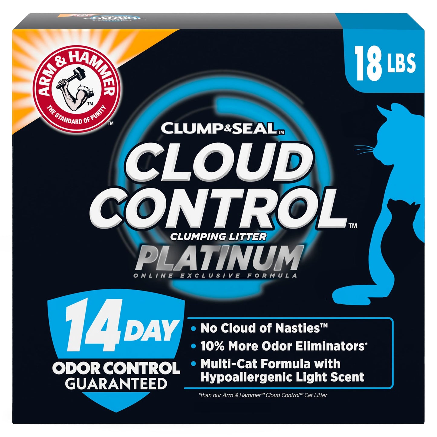 HOTARM & HAMMER Slide Platinum Easy Clean-Up Clumping Cat Litter, 18 lbs | 24/7 Odor Control, Triple-Action Freshness, Non-Stick, Easy Clean Up, Low Tracking, Multi-Cat Formula, Scented