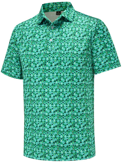 HOTtracamiy Men's Golf Polo Shirts Short Sleeve Performance Moisture Wicking Quick Dry Golf Polo Shirts for Men