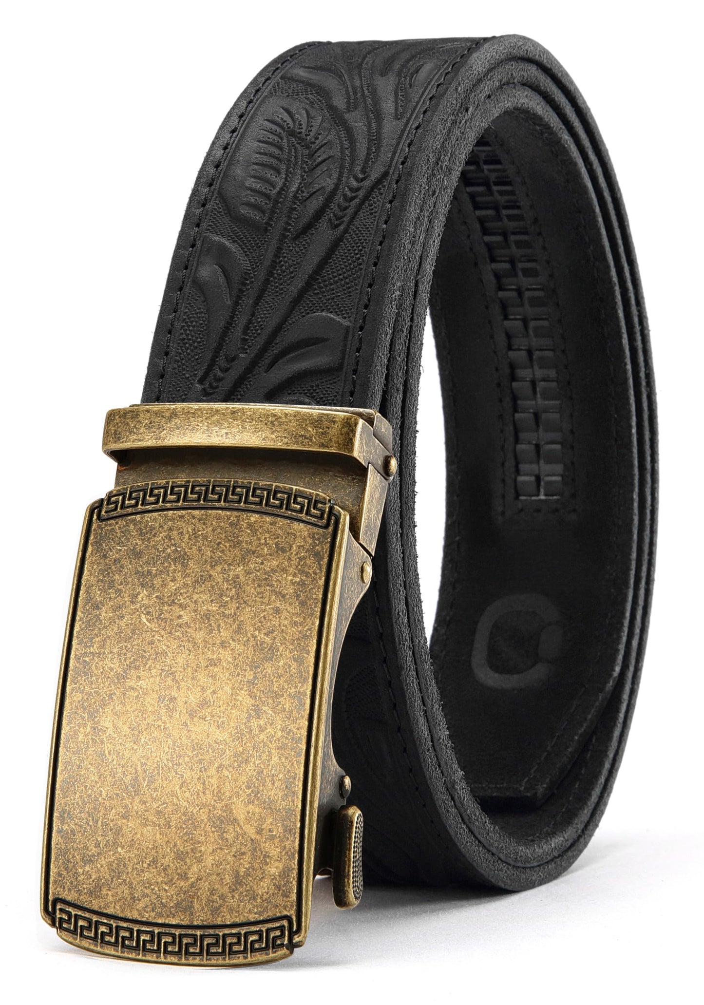 HOTCHAOREN Mens Belt Leather Ratchet Belt - Customizable Fit, Effortless Style (35mm)