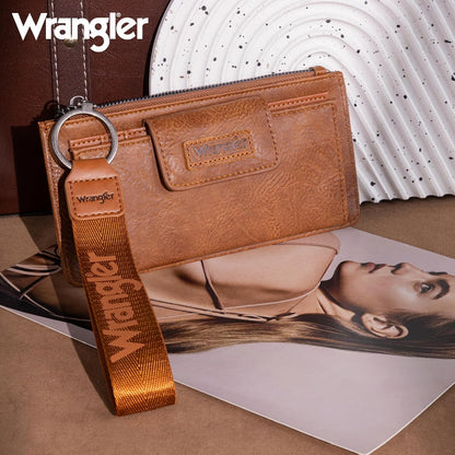 HOTMontana West X Wrangler Brown Wristlet Wallet Minimalist Clutch Womens Wallet Rfid Card Cases & Money Organizers with Coin Purse and Smooth Zipper
