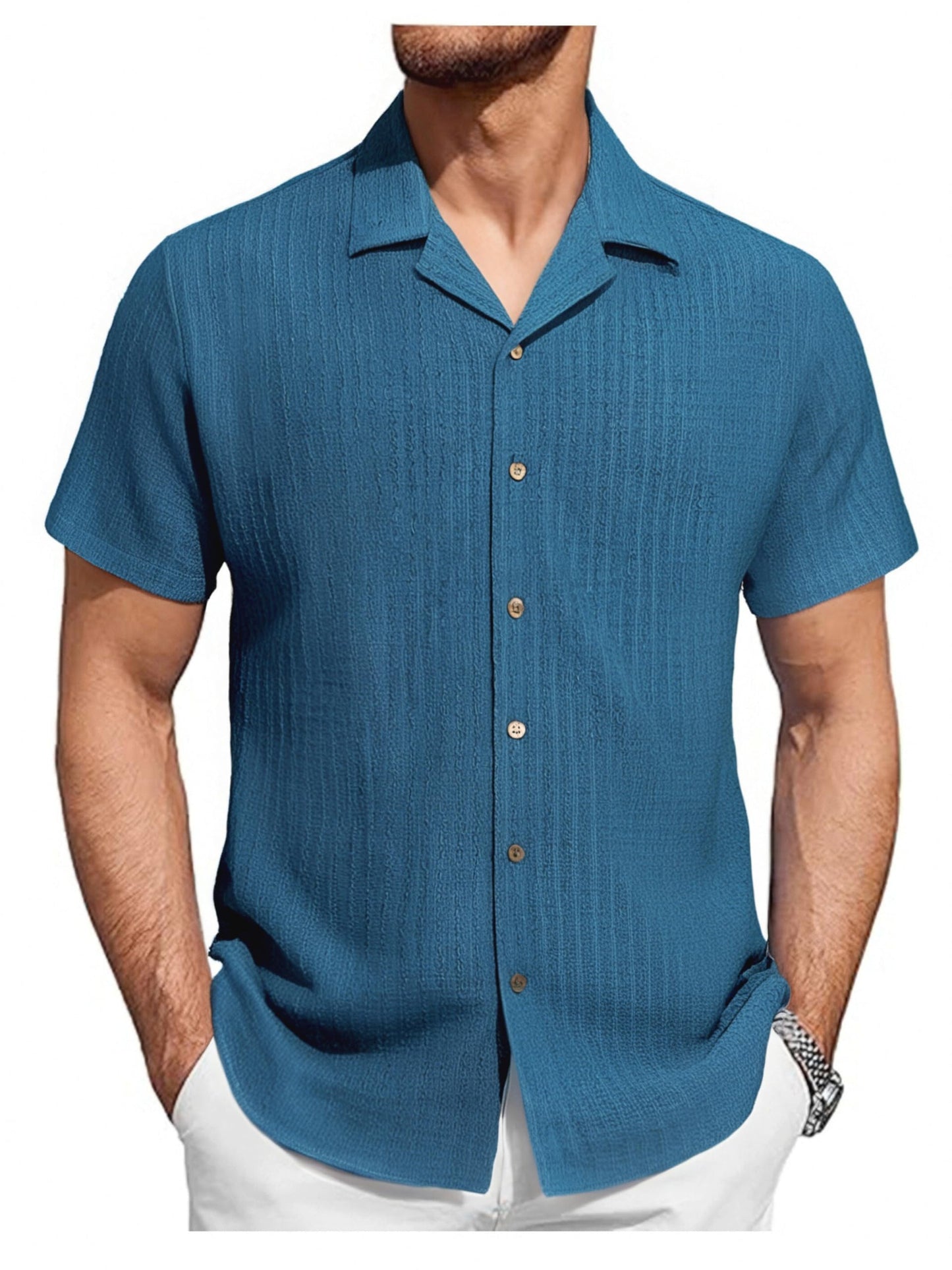 HOTDamipow Mens Casual Button Down Shirts Short Sleeve Fashion Vacation Beach Shirts