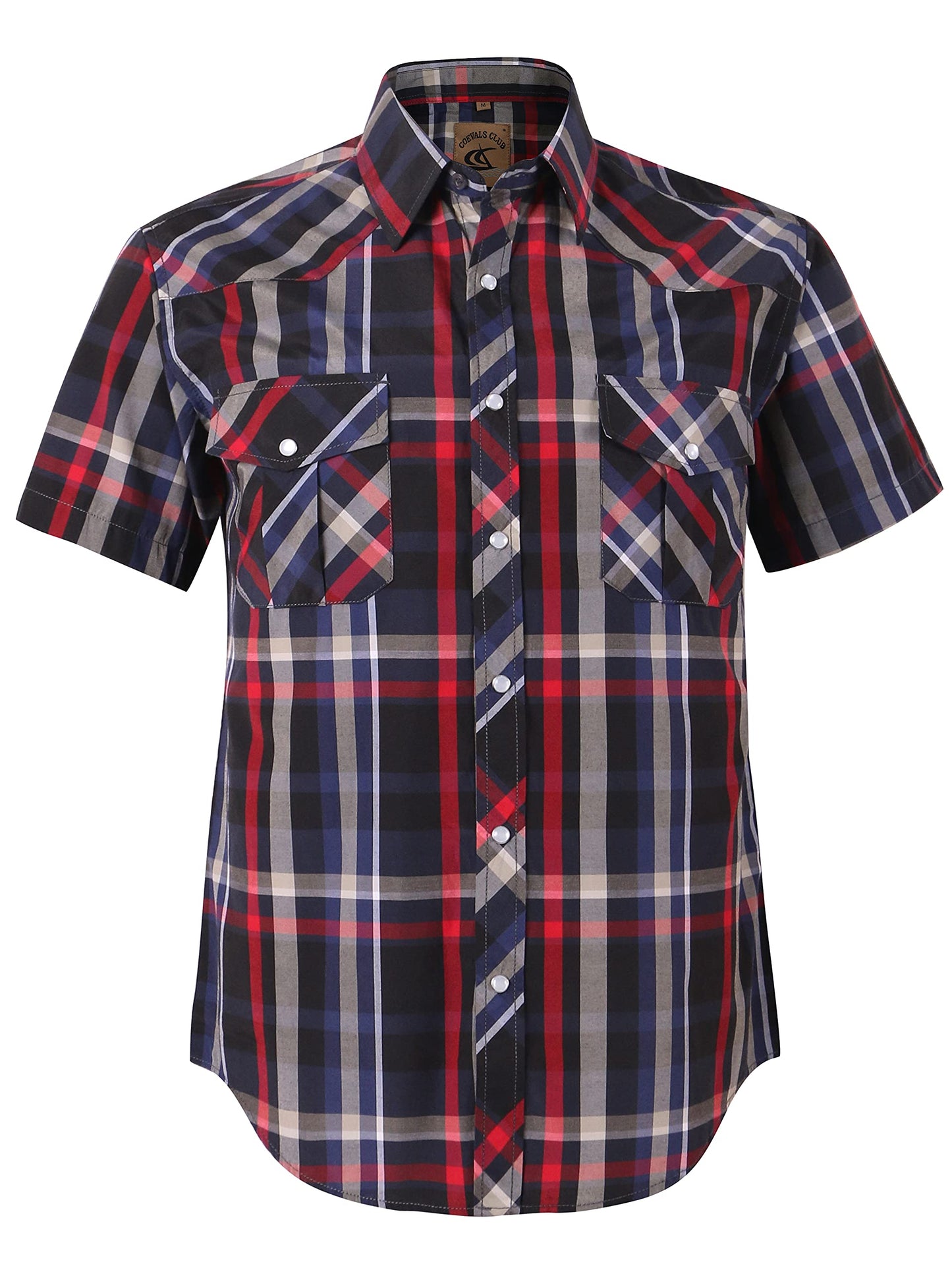 HOTMens Western Cowboy Pearl Snap Short Sleeve Casual Two Pockets Work Solid Derss Button Up Wrinkle Free Shirts
