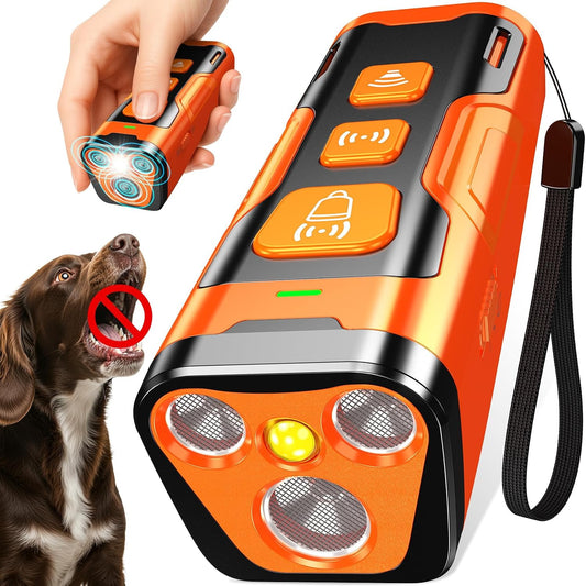 HOTYUYQA Dog Bark Deterrent Device, 3X Ultrasonic Anti Barking, 6 Training Modes 23 FT Range Barks No More Indoors Outdoors Behavior Correct Safe & Humane Rechargeable Compact Bark Control for Dogs