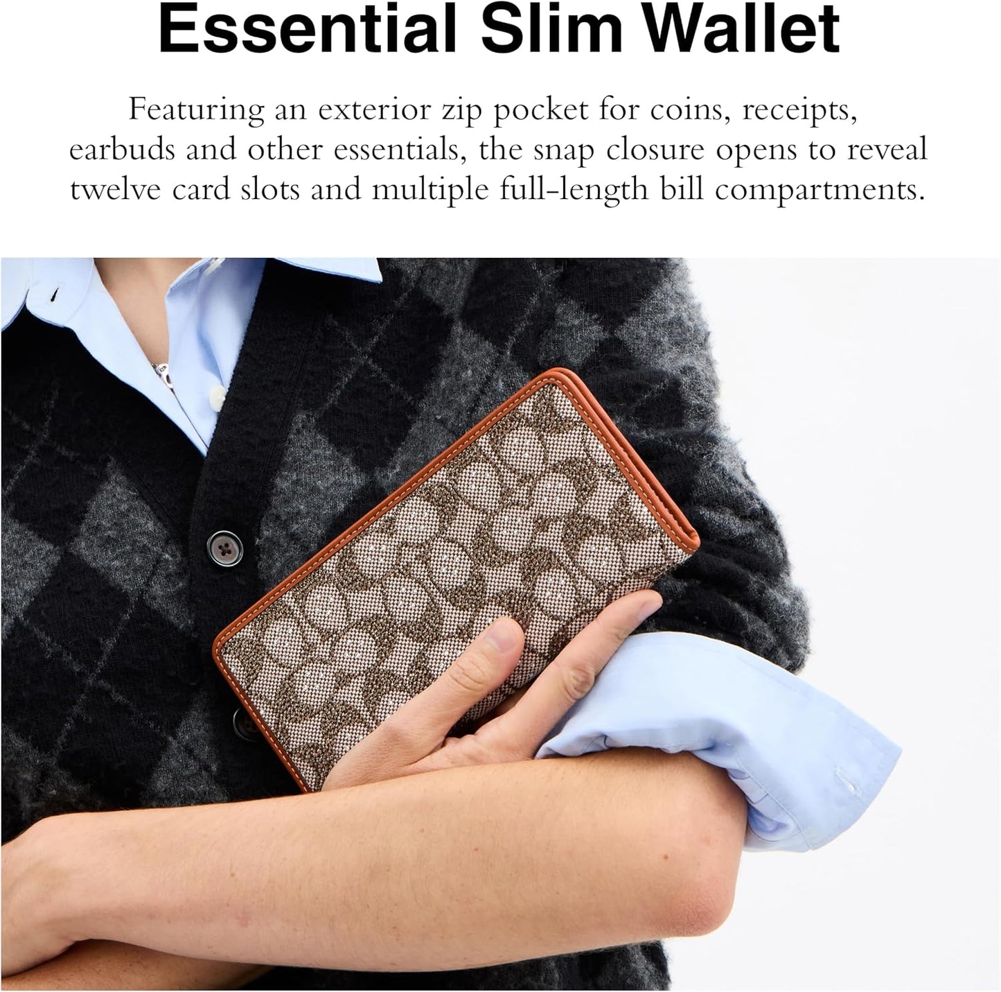 HOTCOACH Crystal Signature Jacquard Essential Slim Wallet